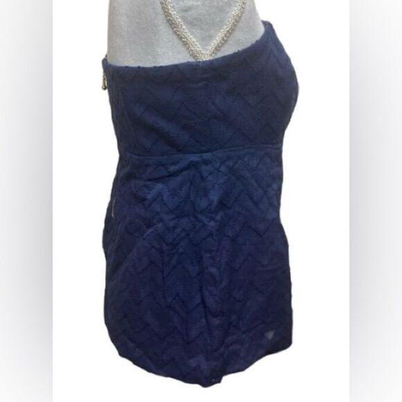 Vineyard Vines Women's Navy Blue Chevron Strapless Tube Corset Top Size 8 - Picture 2 of 4